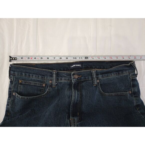 Lands' End Plaid Lined Jeans Men 38x30 Blue Cotton Poly Plaid Made in Kenya - Picture 7 of 7